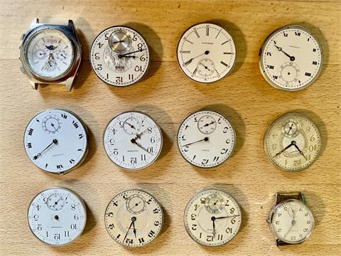 Uhrwerke von Taschenuhren und Armbanduhren