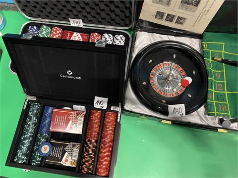 kleines Roulette-Spiel und 2x Jettons