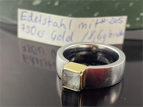 Edelstahl Ring mit 750 er Gold