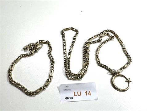 1 Kette m. Anh.,1 Armband (585/- 31,75 gr.)