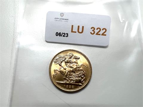 1 Münze Sovereign 916 (916,66/- 7,98 gr.)