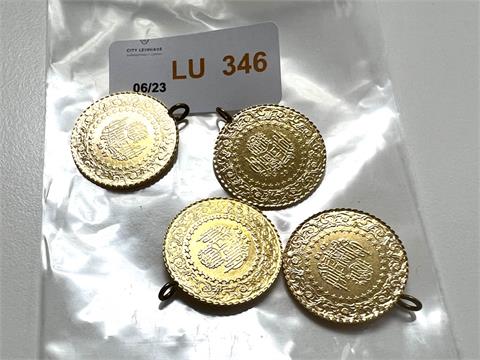 4 Münzen mit Doubleöse (916,66/- 14,24 gr.)