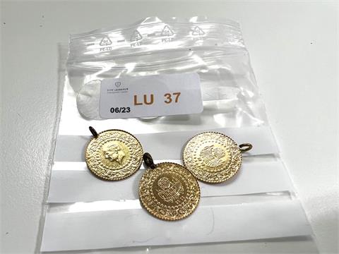 3 kleine türk. Münzen m.Doubleöse (916,66/- 5,40 gr.)