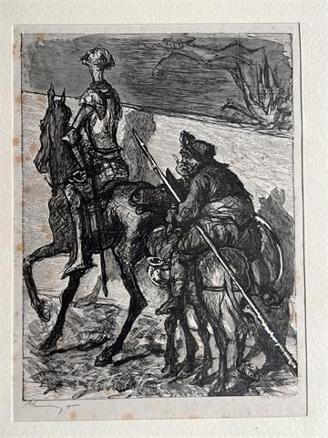 Radierung Don Quichotte und Sancho Panza