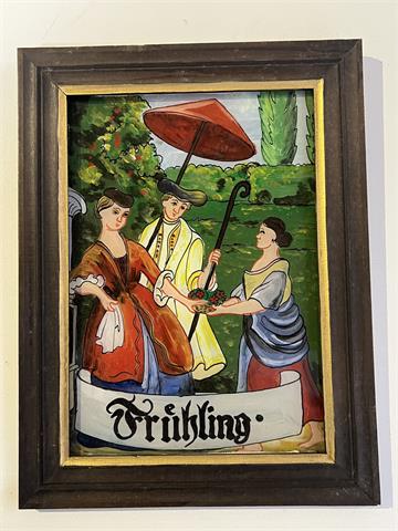 Naive Hinter-Glas-Malerei "Frühling"