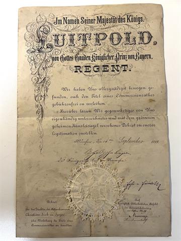 Antikes Dokument Ernennungsurkunde von 1888
