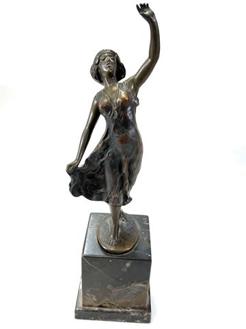 Jugendstil Bronzefigur auf Marmorsockel Schmidt-Felling