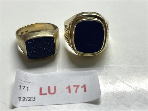 1 Herrenring mit blauer Platte (585/- 6,07 gr.);