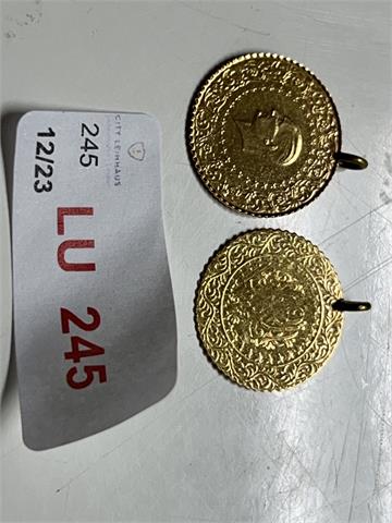 1 Münze mit Doubleöse (916,66/- 1,81 gr.);