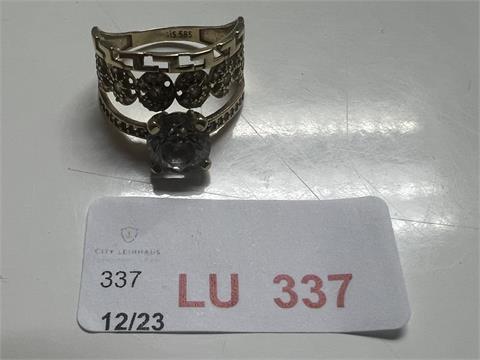 1 Ring mit weissen Mittelstein (585/- 3,58 gr.)