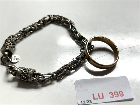 1 TR (333/- 5,56 gr.); 1 Armband (Ag925/- 17,99 gr.)