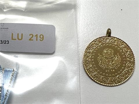 1 Münze mit  Dbl. Öse (916,66/- 7,22 gr.)