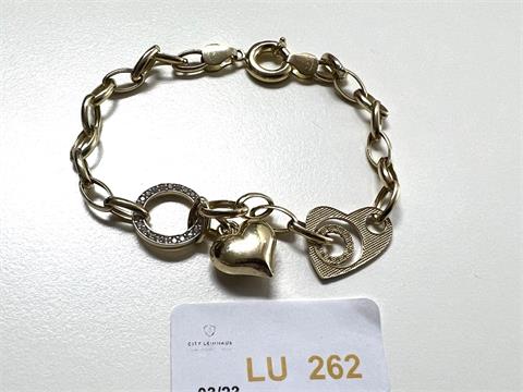 1 Armband mit Herz (585/- 5,85 gr.)
