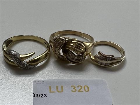 3 Ringe mit FS (585/- 11,92 gr.)