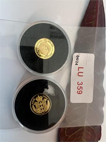 2 kleine Goldmünzen (999/- 2,47 gr.)