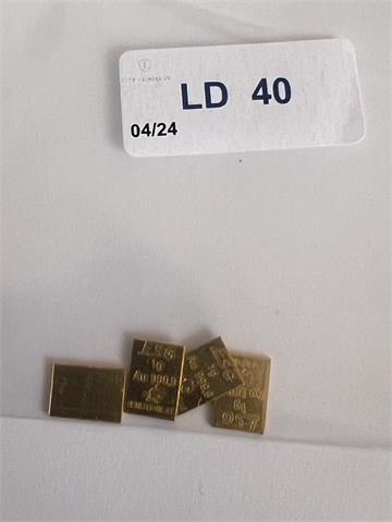 4 x 1 gr Gold (999,9/- 4,00 gr.)