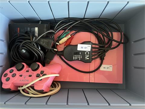 1 PS 2 Pink Edition mit kabeln und Controllern