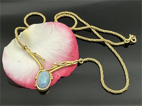 Unikat Collier mit Opal  750er Gold