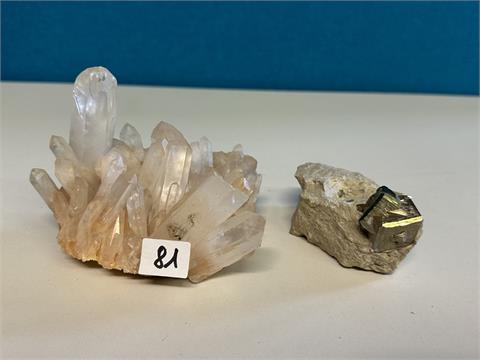 Kristallstufe und Pyrit
